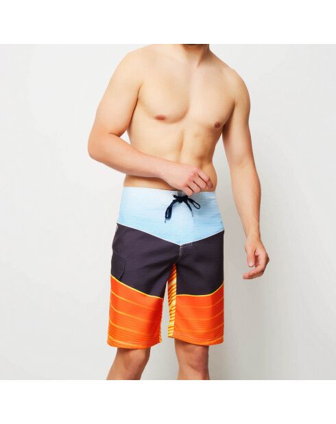 Pantalones cortos de baño azul, negro y naranja Blink
