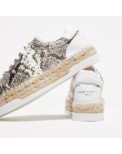Baskets espadrilles en Cuir Lancry python blanc/doré