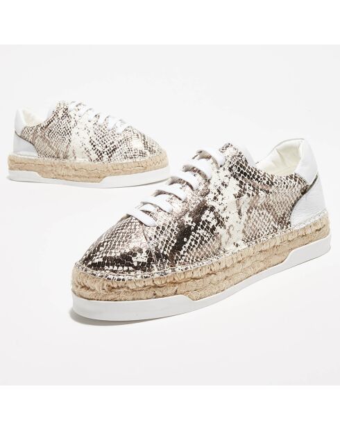 Baskets espadrilles en Cuir Lancry python blanc/doré