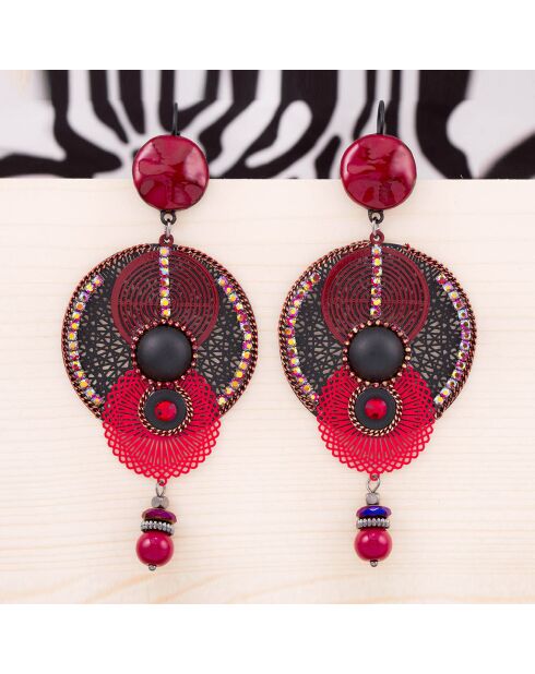 Boucles d'oreilles Egypto bordeaux