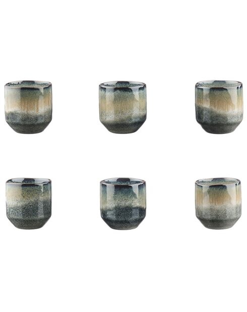 6 Tasses Genesis bleu/gris kaki - 15 cl