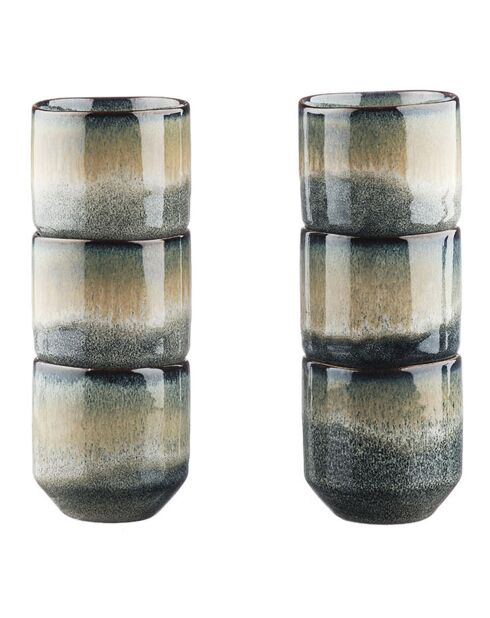 6 Tasses Genesis bleu/gris kaki - 15 cl