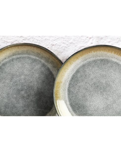 6 Assiettes Genesis  bleu/gris kaki - D.27 cm