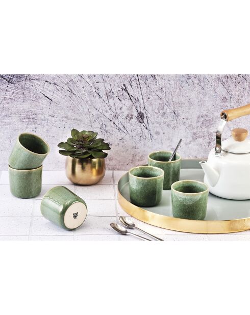 6 Mugs en Grès Magma verts - 20 cl