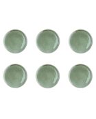 6 Assiettes en Grès Magma vertes - D.20 cm