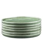 6 Assiettes en Grès Magma vertes - D.20 cm