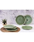 6 Assiettes en Grès Magma vertes - D.20 cm
