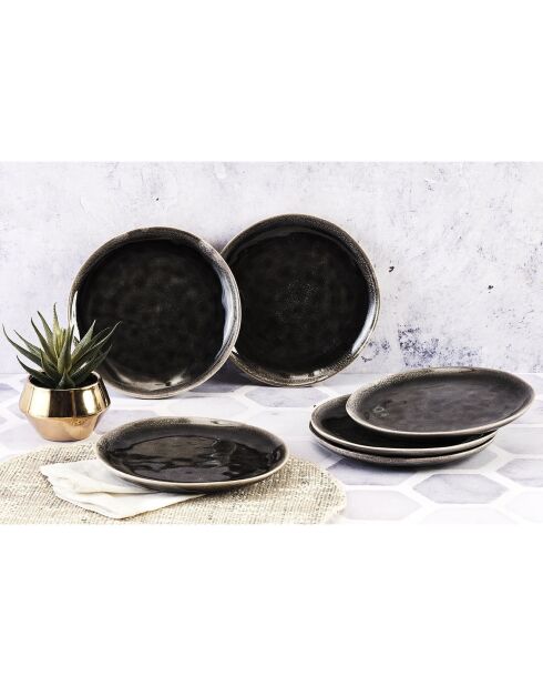 6 Assiettes Moon noires - D.21 cm