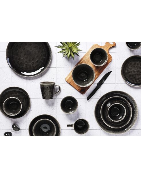 6 Assiettes Moon noires - D.21 cm