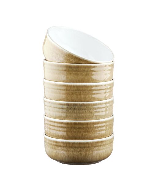 6 Bols Cosmos beige/blanc nacré - D.15.5 cm