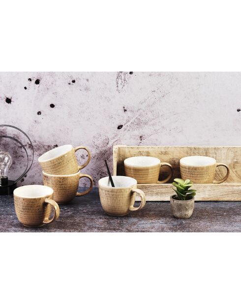 6 Mugs Cosmos beige/blanc nacré - 30 cl