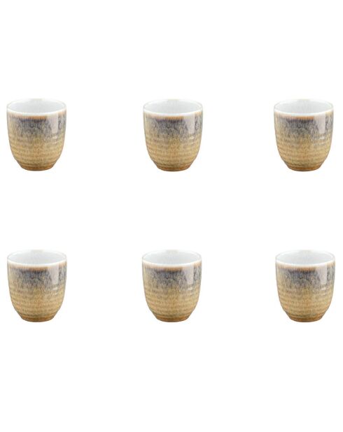 6 Tasses Cosmos beige/blanc nacré - 15 cl