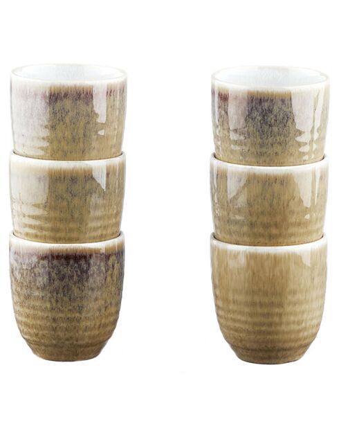 6 Tasses Cosmos beige/blanc nacré - 15 cl