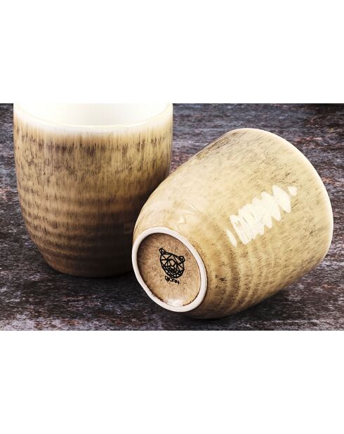 6 Tasses Cosmos beige/blanc nacré - 15 cl