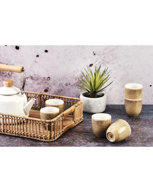 6 Tasses Cosmos beige/blanc nacré - 15 cl