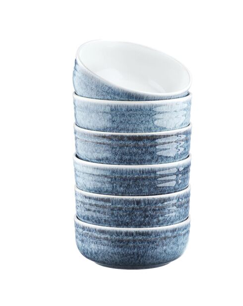 6 Bols Cosmos bleu/blanc nacré - D.15.5 cm