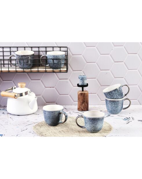 6 Mugs Cosmos bleu/blanc nacré - 30 cl