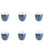 6 Tasses Cosmos bleu/blanc nacré - 15 cl