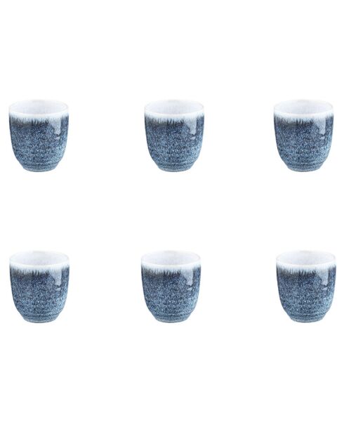 6 Tasses Cosmos bleu/blanc nacré - 15 cl
