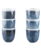 6 Tasses Cosmos bleu/blanc nacré - 15 cl