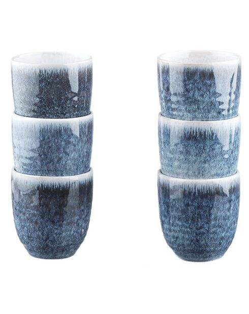 6 Tasses Cosmos bleu/blanc nacré - 15 cl