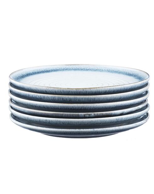 6 Assiettes Cosmos bleu/blanc nacré - D.21.5 cm