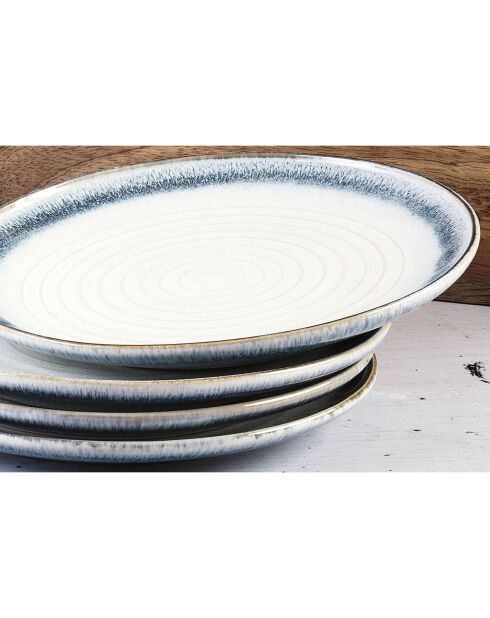 6 Assiettes Cosmos bleu/blanc nacré - D.21.5 cm