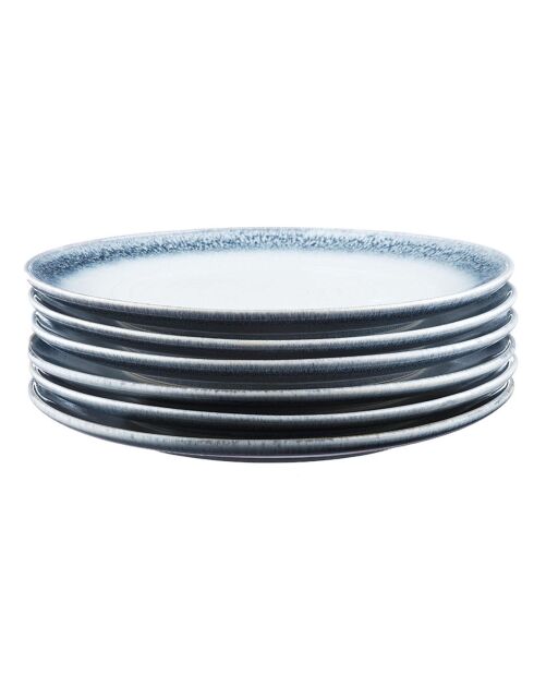 6 Assiettes Cosmos bleu/blanc nacré - D.27 cm