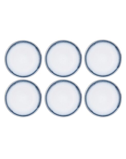 6 Assiettes Cosmos bleu/blanc nacré - D.27 cm