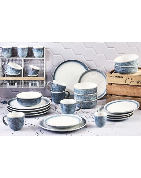 Service Complet Cosmos bleu/blanc nacré - 30 pièces