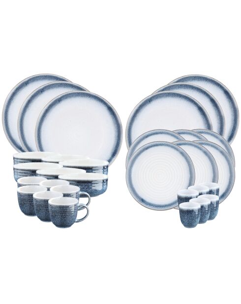 Service Complet Cosmos bleu/blanc nacré - 30 pièces
