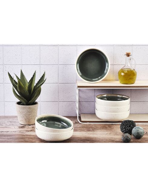 6 Bols Oxygen gris/vert bouteille/beige - D.17.5 cm