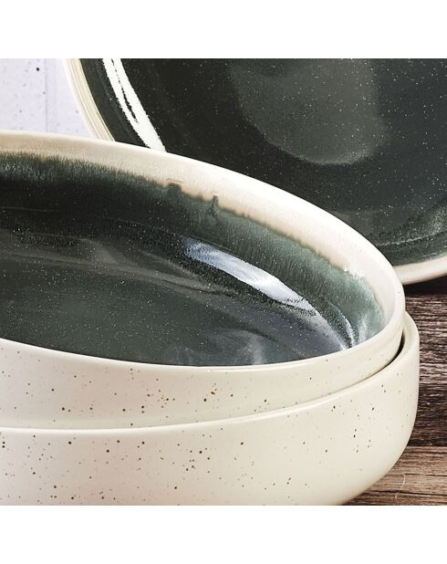 6 Bols Oxygen gris/vert bouteille/beige - D.22 cm