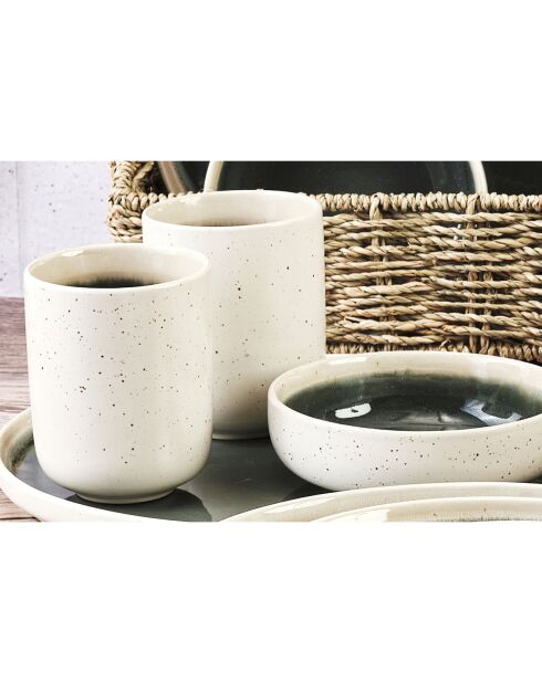 6 Mugs Oxygen gris/vert bouteille/beige - 30 cl