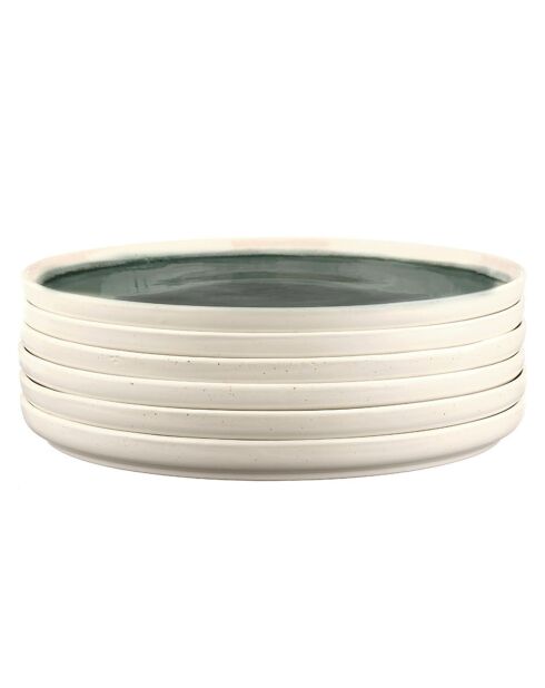 6 Assiettes Oxygen gris/vert bouteille/beige - D.27 cm
