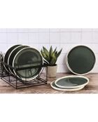 6 Assiettes Oxygen gris/vert bouteille/beige - D.27 cm