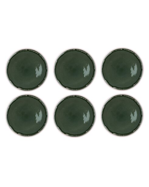 6 Assiettes Oxygen gris/vert bouteille/beige - D.27 cm