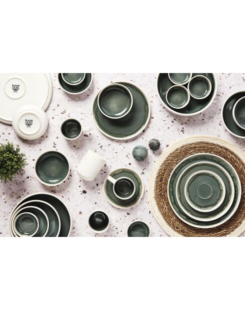6 Assiettes Oxygen gris/vert bouteille/beige - D.27 cm