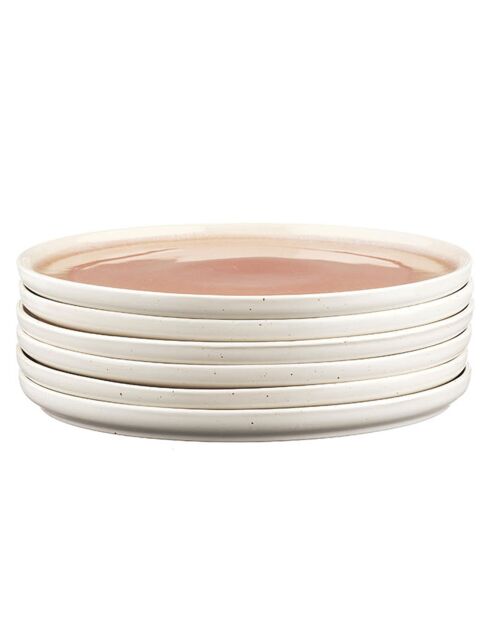 6 Assiettes Oxygen rose poudre/beige - D.21.5 cm