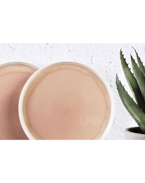 6 Assiettes Oxygen rose poudre/beige - D.21.5 cm