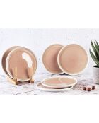 6 Assiettes Oxygen rose poudre/beige - D.21.5 cm
