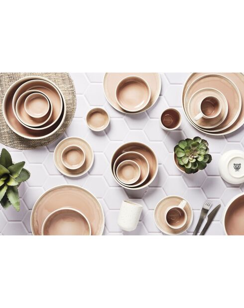 6 Assiettes Oxygen rose poudre/beige - D.21.5 cm
