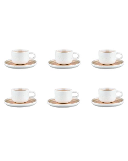 6 bicchieri di ossigeno con piattino rosa cipria/beige - 20 cl