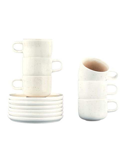 6 bicchieri di ossigeno con piattino rosa cipria/beige - 20 cl