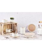 6 Tasses avec soucoupe Oxygen rose poudre/beige - 20 cl