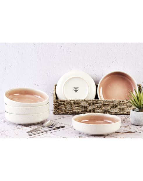 6 Bols Oxygen rose poudre/beige - D.22 cm