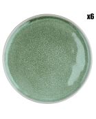 6 Assiettes en Grès Magma vertes - D.20 cm