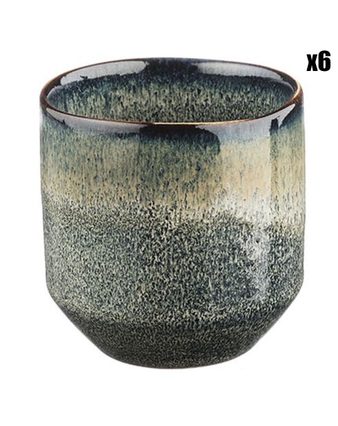 6 Tasses Genesis bleu/gris kaki - 15 cl