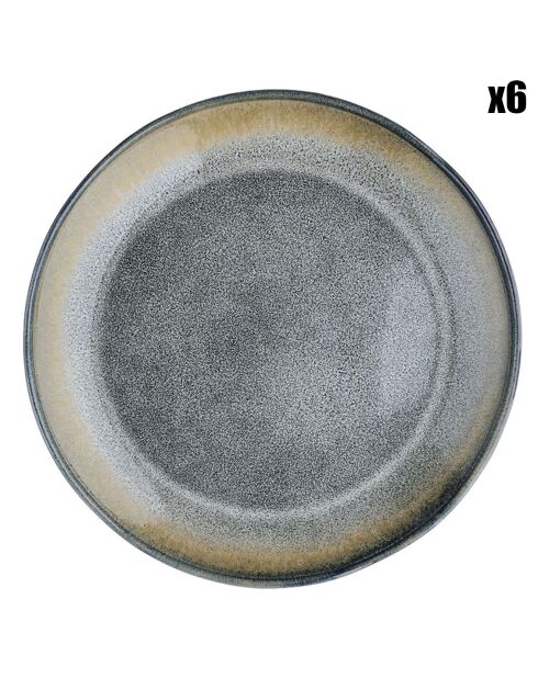 6 Assiettes Genesis  bleu/gris kaki - D.27 cm