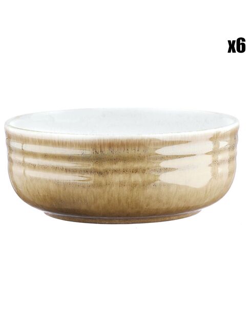 6 Bols Cosmos beige/blanc nacré - D.15.5 cm